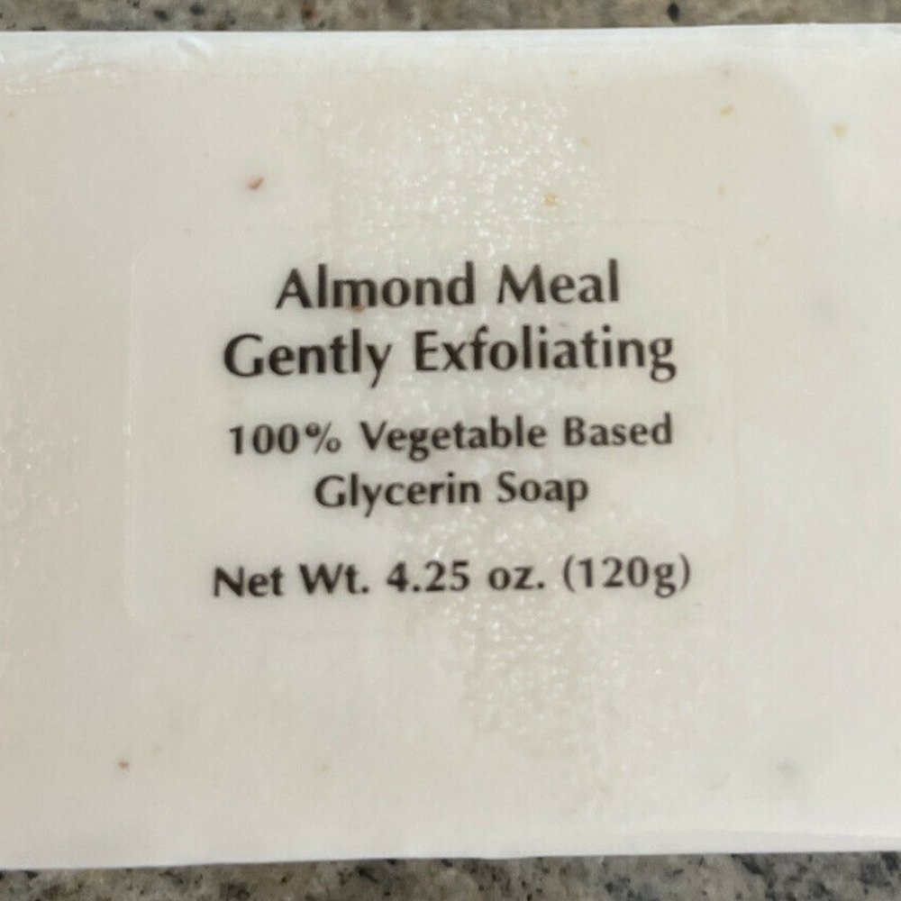 100% vegetable based glycerin soap. ALMOND MEAL GENTLY EXFOLIATING.